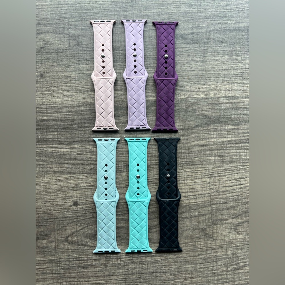6 Woven Silicone Watch Bands Set